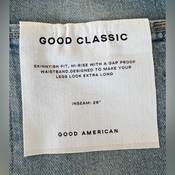 Good American Good Classic High Rise Distressed Jeans, Indigo - Size 25 - Picture 9 of 12